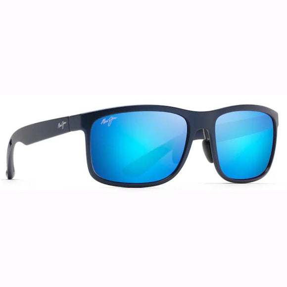 Maui Jim HUELO MJ-B449-03 Rectangular Polarized Sunglasses Size - 58 Matte Blue / Blue Hawaii