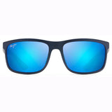 Maui Jim HUELO MJ-B449-03 Rectangular Polarized Sunglasses Size - 58 Matte Blue / Blue Hawaii