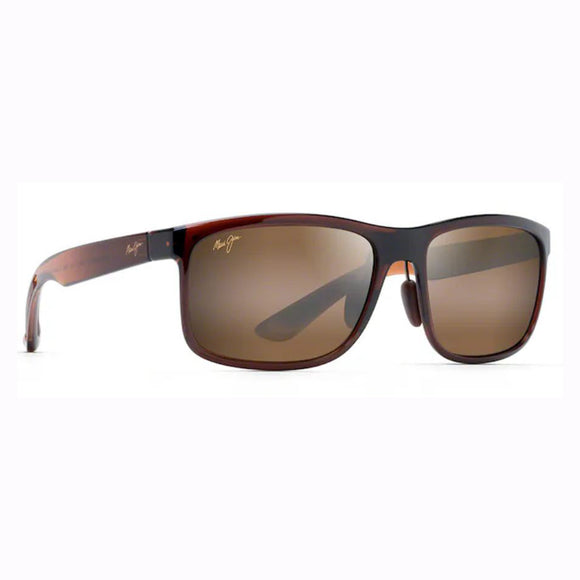 Maui Jim HUELO MJ-H449-01 Rectangular Polarized Sunglasses Size - 58  Translucent Rootbeer / HCL® Bronze