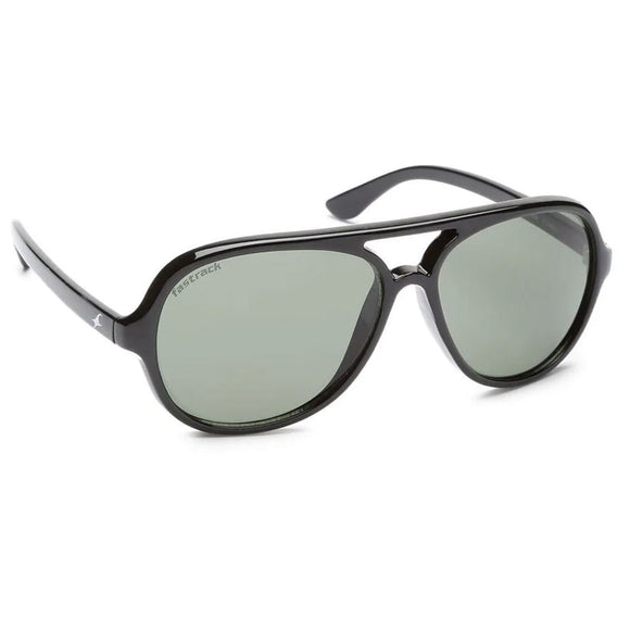 Fastrack P358BK2 Aviator Sunglasses Size - 57 Black / Green