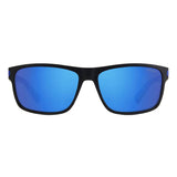 Polaroid PLD-2121S-OVK-5X-58 Rectangle Sunglasses Matte Blackb / Blue Mirrored