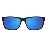 Polaroid PLD-2121S-OVK-5X-58 Rectangle Sunglasses Matte Blackb / Blue Mirrored