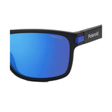 Polaroid PLD-2121S-OVK-5X-58 Rectangle Sunglasses Matte Blackb / Blue Mirrored