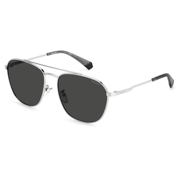 Polaroid PLD-4127GS-010-M9-58 Square Sunglasses Size - 58 Silver/ Black