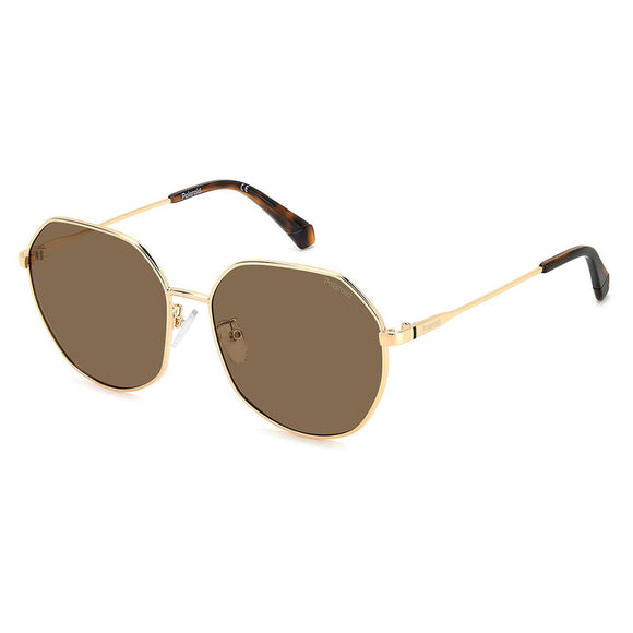 Polaroid PLD-4140GSX-DDB-SP-59 Rectangle Sunglasses Size - 59 Golden / Brown