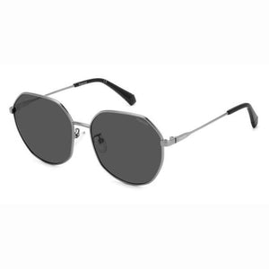 Polaroid PLD-4140GSX-KB7-M9-59 Rectangle Sunglasses Silver/ Black Size - 59