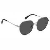 Polaroid PLD-4140GSX-KB7-M9-59 Rectangle Sunglasses Silver/ Black Size - 59