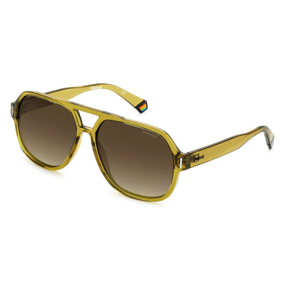 Polaroid PLD-6193S-6DX-SP-57 Aviator Sunglasses Yellow / Brown Size - 57