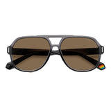 Polaroid PLD-6193S-KB7-SP-57 Aviator Sunglasses Grey / Brown Size - 57