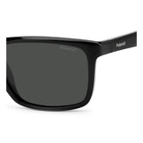 Polaroid PLD-7043S-08A-M9-57 Rectangle Sunglasses Size - 57 Black / Black