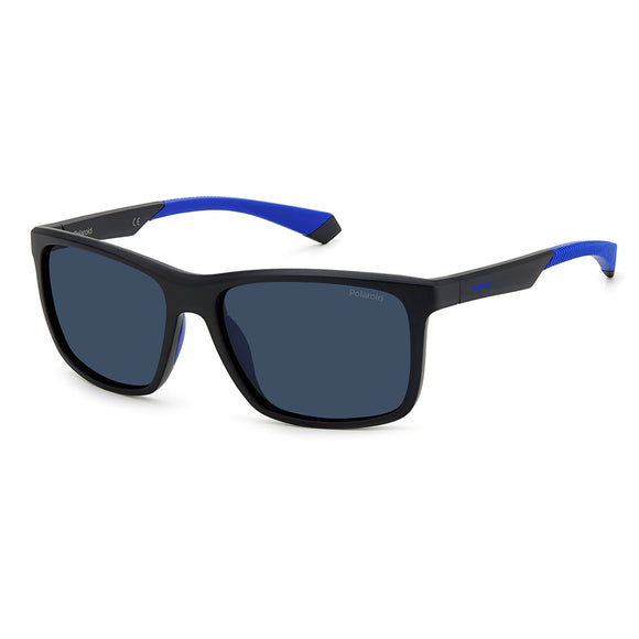 Polaroid PLD-7043S-0VK-C3-57 Square Sunglasses Black / Blue Size - 57