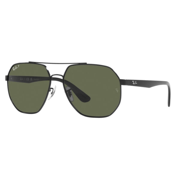 Ray-Ban RB-3714I-002-9A-59 Aviator Polarized Sunglasses Size - 59 Black / Green Polarized