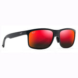 Maui Jim HUELO MJ-RM449-02 Rectangular Polarized Sunglasses Size - 58 Matte Black / HAWAII LAVA™