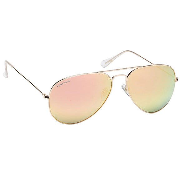 Fastrack M165BR13 Aviator Sunglasses Size - 48 Golden / Pink
