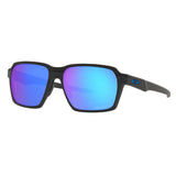 Oakley PARLAY OO 4143 05 Rectangle Sunglasses Size 58 Polished Black with Prizm Sapphire Polarized