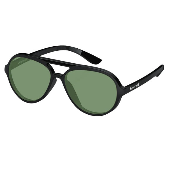 Fastrack P358BK4P Aviator Polarized Sunglasses Size - 57 Black / Green