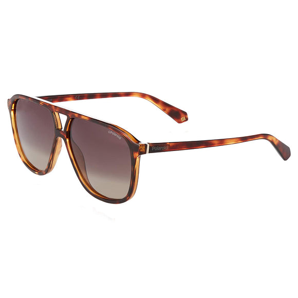 Polaroid PLD-6097S-086-LA-58 Rectangle Sunglasses Size - 58 Tortoise /Brown