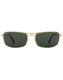 Ray-Ban RB-3334I-001-61 Rectangle Sunglasses Size - 61 Gold / Green