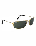 Ray-Ban RB-3334I-001-61 Rectangle Sunglasses Size - 61 Gold / Green