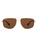 Ray-Ban RB-3553I-001-73-59 Rectangle Sunglasses Size - 59 Gold / Brown