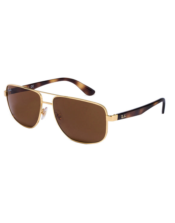 Ray-Ban RB-3553I-001-73-59 Rectangle Sunglasses Size - 59 Gold / Brown
