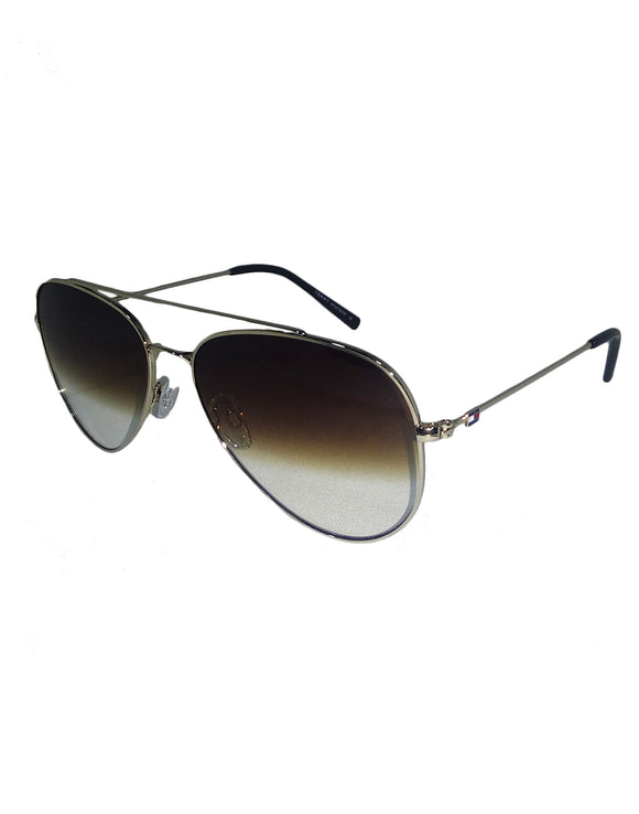 Tommy Hilfiger TH-846-C2-58 Aviator Sunglasses Size - 58 Silver / Brown